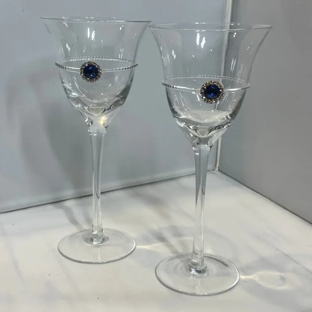 Pier‎ 1 Caroline Blue Jewel wine glasses 2